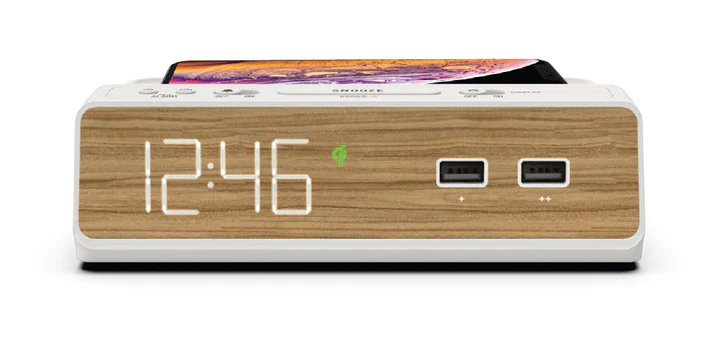NONSTOP NSW-WW STATION W ALARM CLOCK WITH 2 USB, WIRELESS CHARGING, 1-YEAR WARRANTY