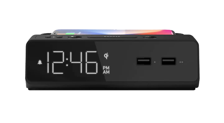 NONSTOP NSW-BK STATION W ALARM CLOCK WITH 2 USB, WIRELESS CHARGING, 1-YEAR WARRANTY